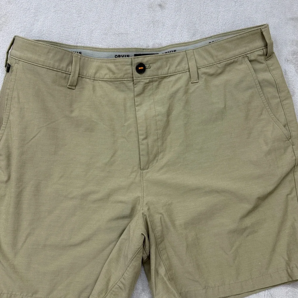Orvis Performance Shorts Mens 40 Khaki Tan Tech Stretch Utility Hiking Camping
